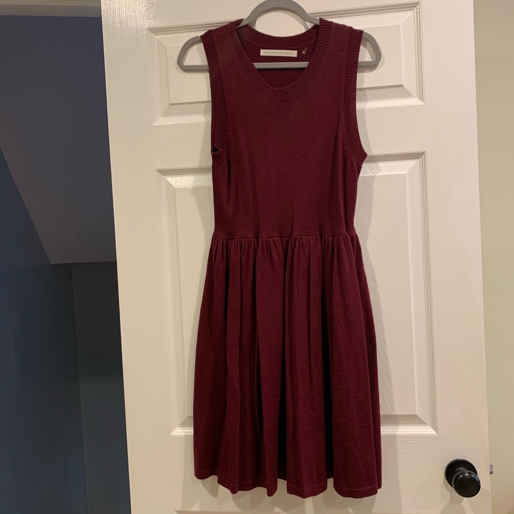 Burgundy fit and flare sweater dress